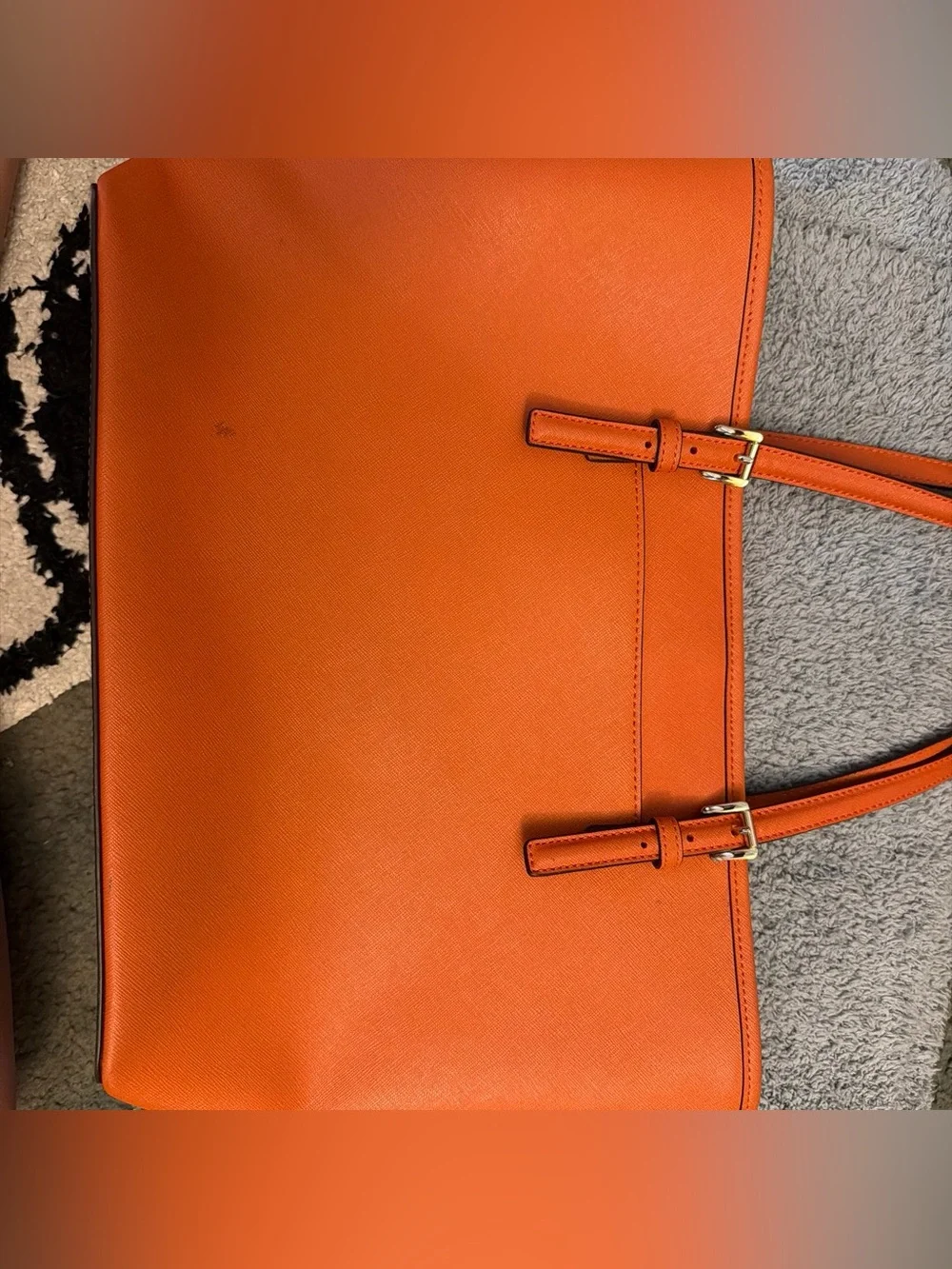Michael Kors Bright Orange Saffiano Leather Tote with MK Charm